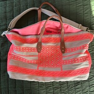 Merona Pink and Tan Travel Bag